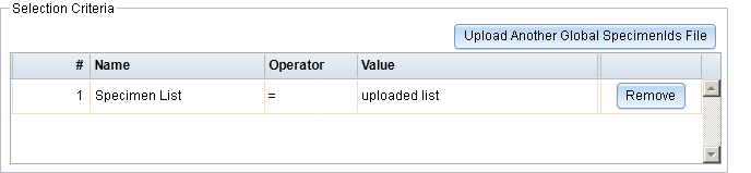 Uploading a specimen list for the Custom Report Builder