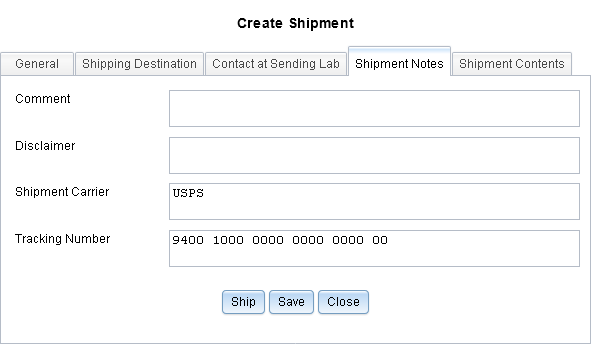 Entering shipment carrier information