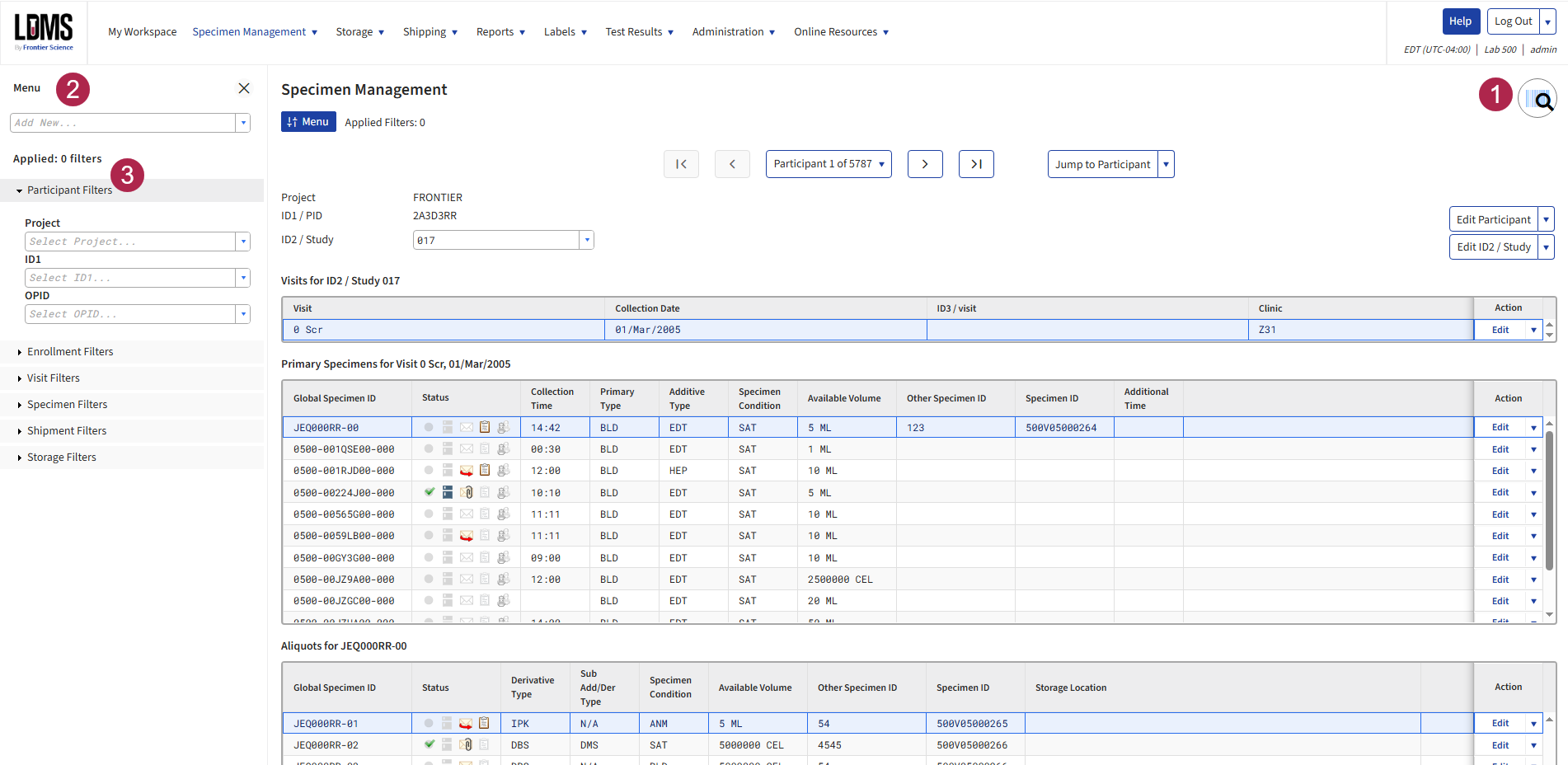 Screen image: The LDMS user interface.