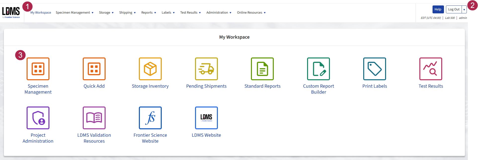Screen image: The LDMS Welcome Page