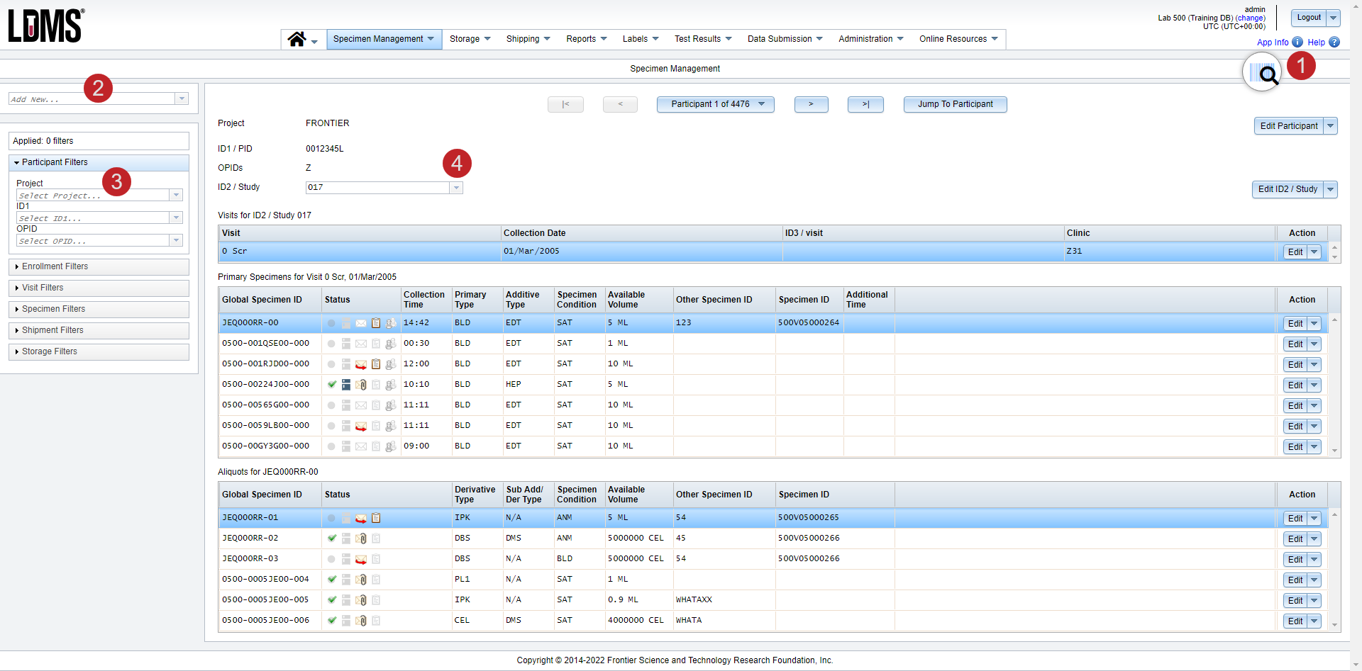 Screen image: The LDMS user interface.