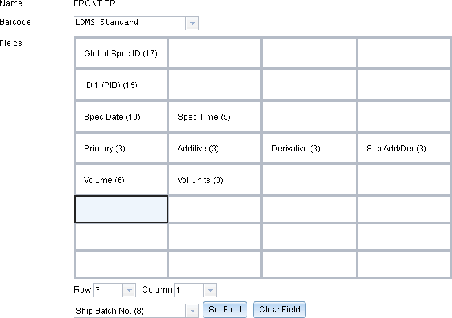 Screen image: The labels customization page.