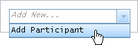 Screen image: The action menu with Add Participant selected
