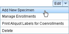 Screen image: Creating a new aliquot.