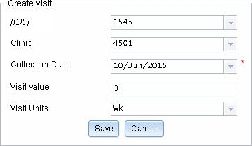 Screen image: The Add Visit window, with visit information completed.