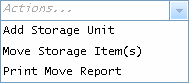 Screen image: The LDMS action menu with Add Storage Unit selected