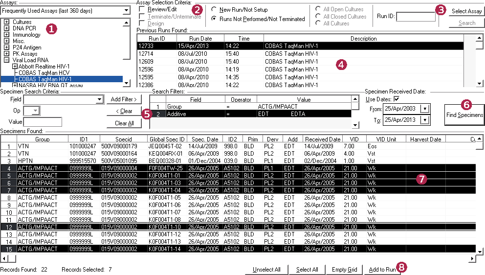 Assay Selection tab